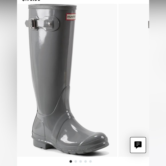 Hunter Shoes - Hunter Tall Gray Gloss Rain Boots - Size 9